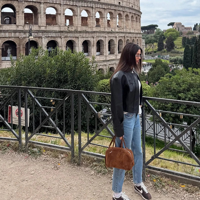 Slim Faux Leather Jacket